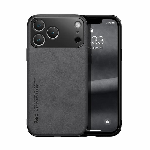iPhone 17 Pro Max Skin Feel Magnetic Leather Back Phone Case - Dark Grey