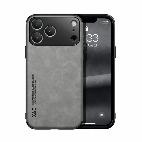 iPhone 17 Pro Max Skin Feel Magnetic Leather Back Phone Case - Light Grey