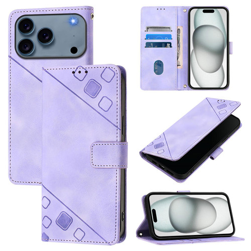 iPhone 17 Pro Max Skin-feel Embossed Leather Phone Case - Light Purple