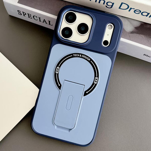 iPhone 17 Pro Max Skin-Feel TPU Hybrid PC Magnetic Phone Case with Kickstand - Blue