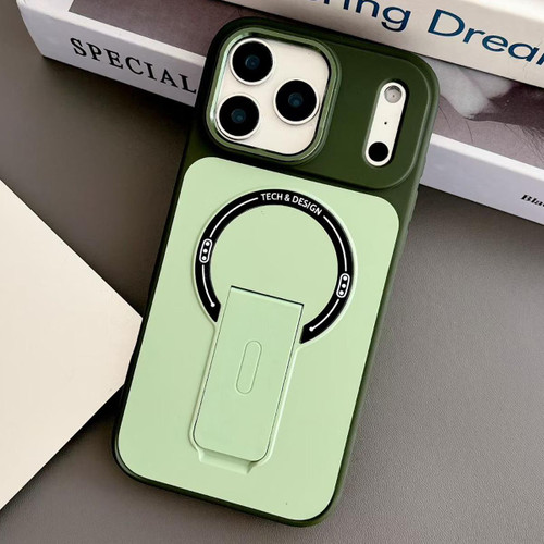 iPhone 17 Pro Max Skin-Feel TPU Hybrid PC Magnetic Phone Case with Kickstand - Green