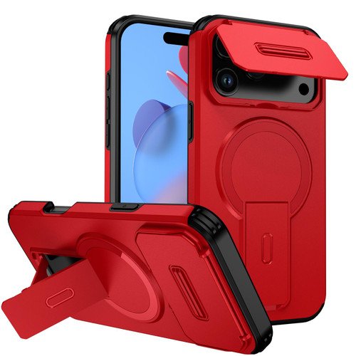 iPhone 17 Pro Max Sliding Camshield MagSafe Holder Phone Case - Red