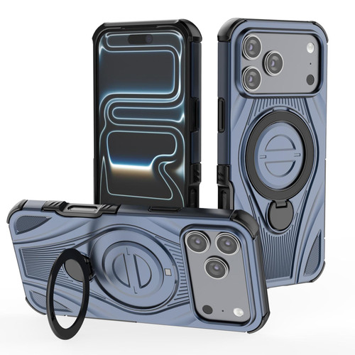 iPhone 17 Pro Max Star Ring Metallic Pivot Bracket Magnetic Phone Case - Blue