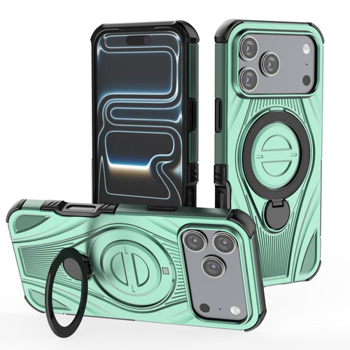 iPhone 17 Pro Max Star Ring Metallic Pivot Bracket Magnetic Phone Case - Green