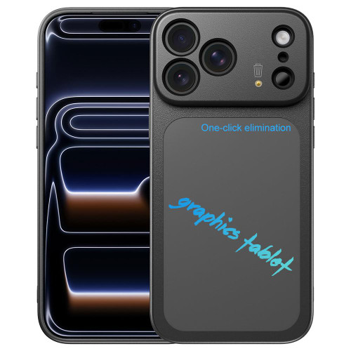 iPhone 17 Pro Max TPU Frame Frosted Writing Board Shockproof Phone Case with Pen - Black