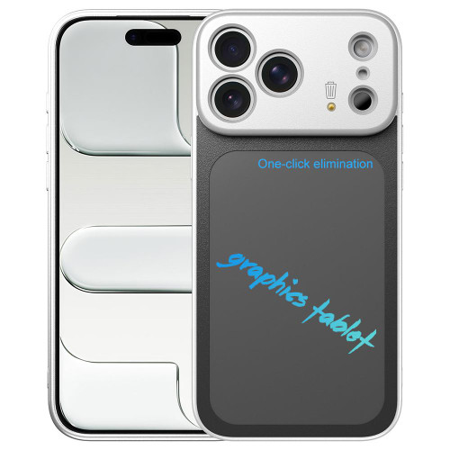 iPhone 17 Pro Max TPU Frame Frosted Writing Board Shockproof Phone Case with Pen - Silver