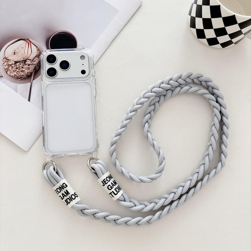 iPhone 17 Pro Max Transparent Acrylic Shockproof Phone Case with Crossbody Lanyard - Gray