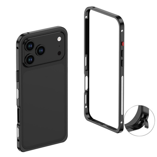 iPhone 17 Pro Max Ultra-Thin Alloy Metal Frame Shockproof Phone Case - Black