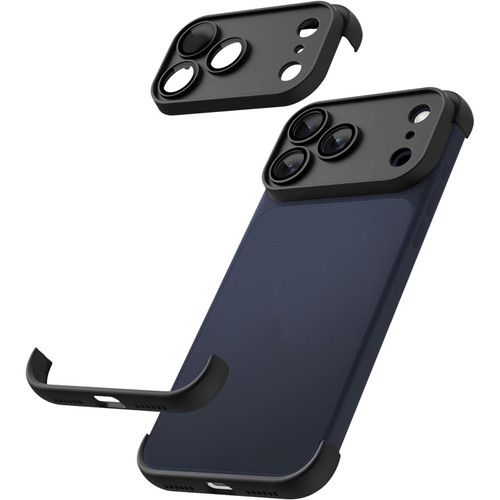 iPhone 17 Pro Max Ultra-thin Frameless TPU Four Corner Airbags Shockproof Phone Case with Lens Film - Black