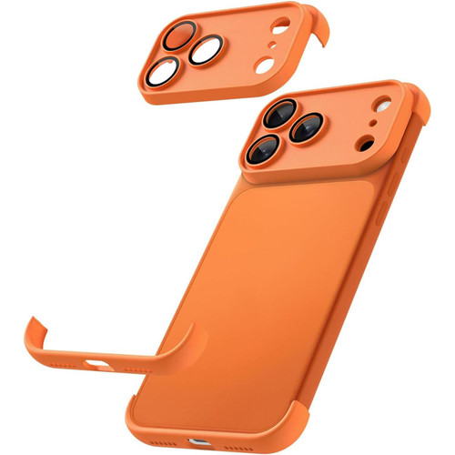 iPhone 17 Pro Max Ultra-thin Frameless TPU Four Corner Airbags Shockproof Phone Case with Lens Film - Orange