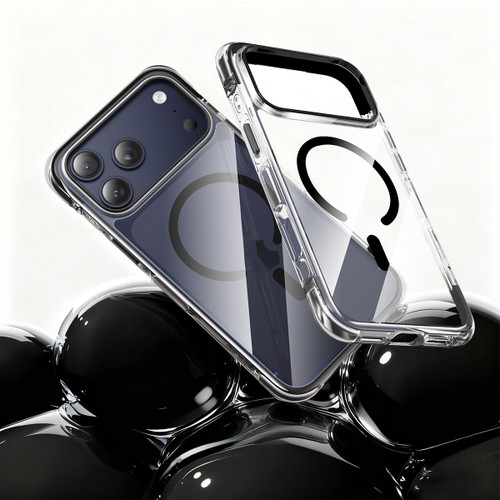 iPhone 17 Pro Max Vacuum Airbag TPU + Acrylic Magnetic Shockproof Phone Case - Black