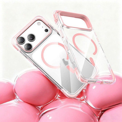 iPhone 17 Pro Max Vacuum Airbag TPU + Acrylic Magnetic Shockproof Phone Case - Pink