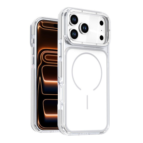 iPhone 17 Pro Max Vibrant Dual-color TPU + Acrylic Magnetic Phone Case - White