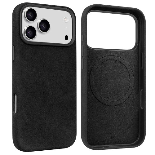 iPhone 17 Pro Max VIETAO Suede MagSafe PU Leather Phone Case - Black