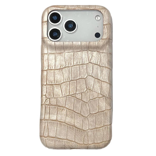 iPhone 17 Pro Max Vintage Crocodile Texture Shockproof Vegan Leather Phone Case - Gold