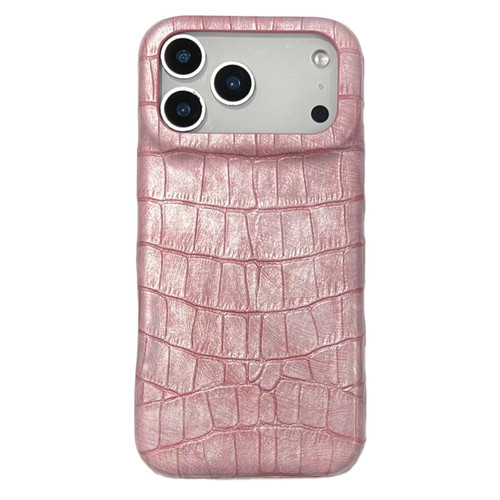 iPhone 17 Pro Max Vintage Crocodile Texture Shockproof Vegan Leather Phone Case - Pink