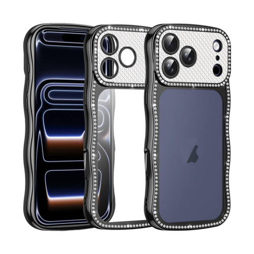 iPhone 17 Pro Max Wave Twisting Star Diamond Shockproof Electroplate TPU Phone Case - Black