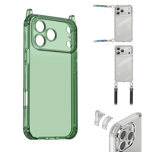 iPhone 17 Pro Max XDcase Candy DIY Detachable Lanyard Hole Shockproof Phone Case - Transparent Green