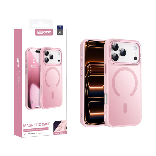 iPhone 17 Pro Max XDcase Metal Lens Frame Skin Feel Magnetic Phone Case - Pink