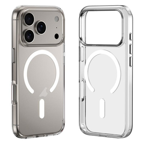 iPhone 17 Pro Max ZGA Magsafe Metal Buttons Clear PC Hybrid TPU Phone Case - Transparent