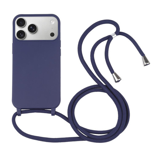 Candy Colors TPU Protective Phone Case with Lanyard iPhone 17 Pro - Dark Blue