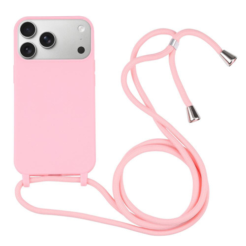 Candy Colors TPU Protective Phone Case with Lanyard iPhone 17 Pro - Pink