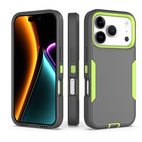 iPhone 17 Pro 2 in 1 PC Hybrid TPU Phone Case - Gray+Fluorescent Green