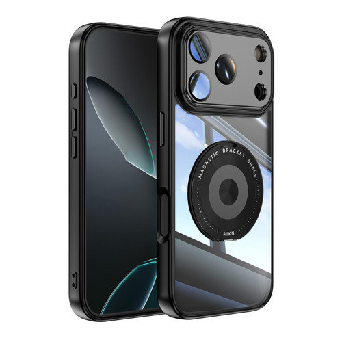 iPhone 17 Pro 360 Holder Magsafe Acrylic Hybrid TPU Phone Case - Black