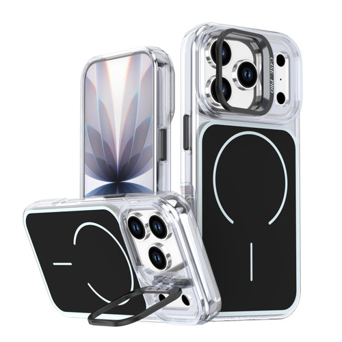 iPhone 17 Pro Bright Color Blocking Camera Bracket Magnetic Phone Case - Black