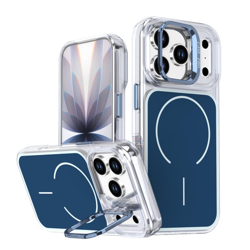 iPhone 17 Pro Bright Color Blocking Camera Bracket Magnetic Phone Case - Blue