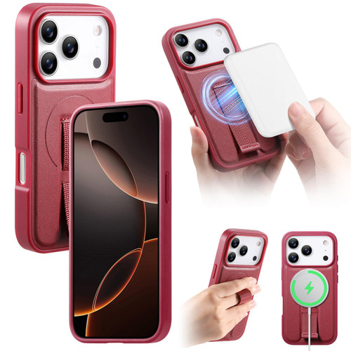iPhone 17 Pro CaseNeo Finger Grip Wristband MagSafe Back Phone Case - Red