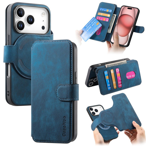iPhone 17 Pro CaseNeo MagSafe RFID Anti-theft Retro Leather Phone Case - Blue