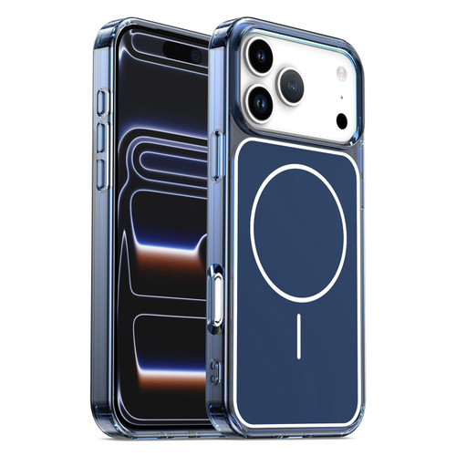 iPhone 17 Pro Color Shield PC Hybrid TPU Magnetic Phone Case - Transparent Blue