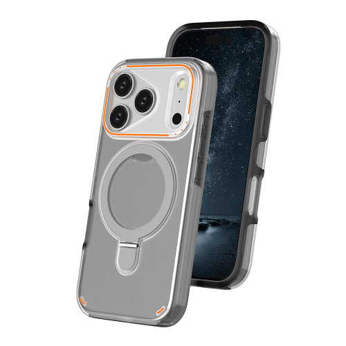 iPhone 17 Pro Colorful 2 in 1 MagSafe Ring Holder Phone Case - Transparent Black