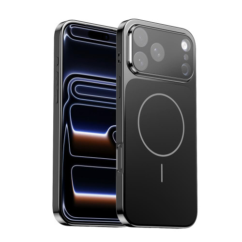 iPhone 17 Pro Corning Glass Plating Large Window MagSafe Phone Case - Black