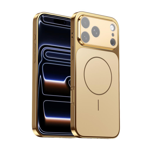 iPhone 17 Pro Corning Glass Plating Large Window MagSafe Phone Case - Gold