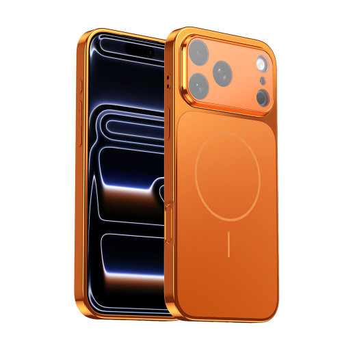 iPhone 17 Pro Corning Glass Plating Large Window MagSafe Phone Case - Orange