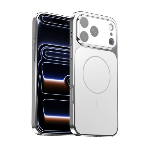 iPhone 17 Pro Corning Glass Plating Large Window MagSafe Phone Case - Silver