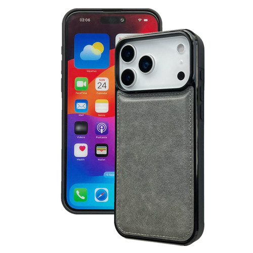 iPhone 17 Pro Cowhide Texture Back Cover Phone Case - Grey