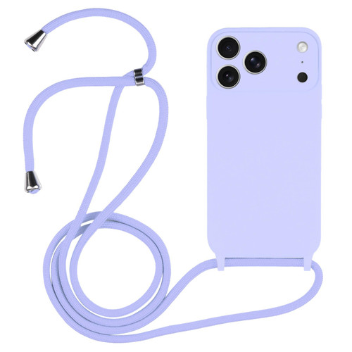 iPhone 17 Pro Crossbody Lanyard Liquid Silicone Case - Light Purple