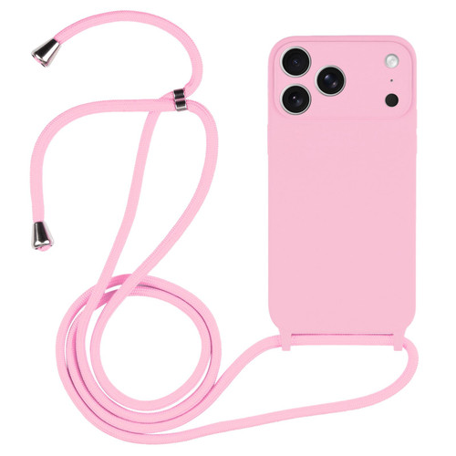 iPhone 17 Pro Crossbody Lanyard Liquid Silicone Case - Pink