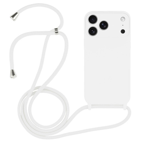 iPhone 17 Pro Crossbody Lanyard Liquid Silicone Case - White
