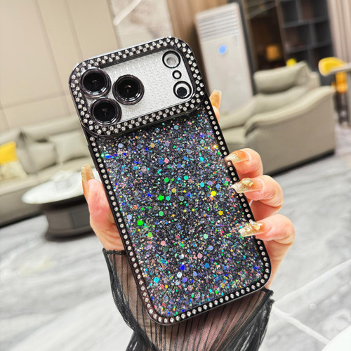 iPhone 17 Pro Diamond Glitter Sequins TPU Phone Case - Black