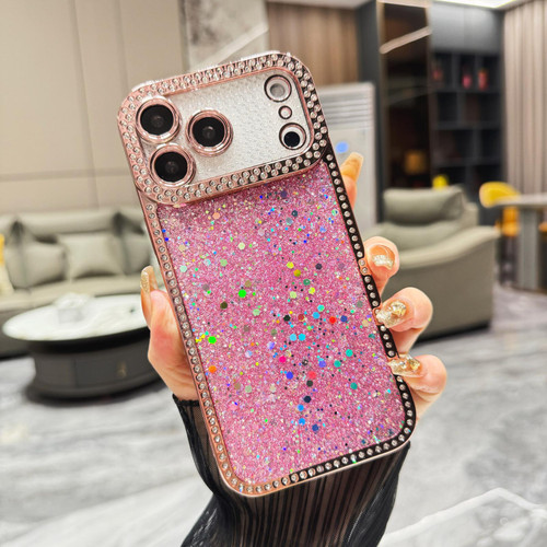 iPhone 17 Pro Diamond Glitter Sequins TPU Phone Case - Pink