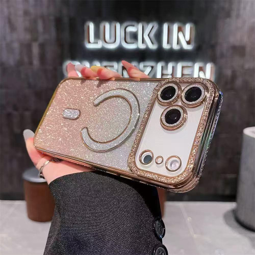 iPhone 17 Pro Diamond Gradient Glitter Plated MagSafe Phone Case - Gold