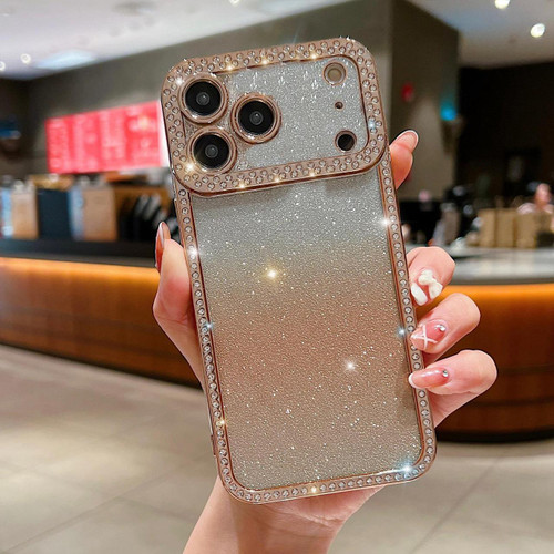 iPhone 17 Pro Diamond Gradient Glitter Plated TPU Phone Case - Gold