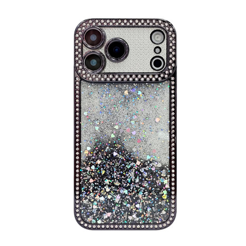 iPhone 17 Pro Diamond Gradient Glitter Sequins Plated Phone Case - Black