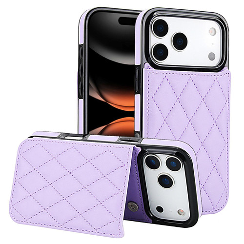 iPhone 17 Pro Double Buckle Rhombic PU Leather Phone Case - Purple
