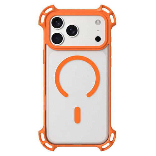 iPhone 17 Pro Drone-Style Four-Corner Shockproof Acrylic MagSafe Phone Case - Orange