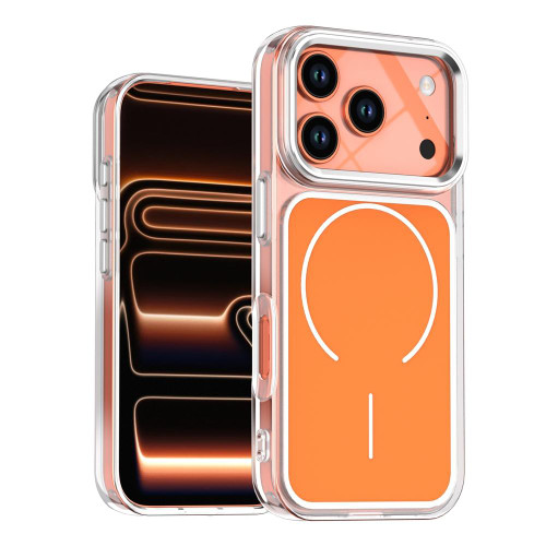 iPhone 17 Pro Electroplated Dual Color PC Hybrid TPU Soft Frame MagSafe Phone Case - Orange